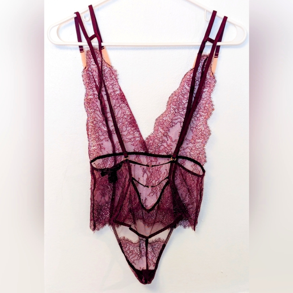 Victoria's Secret Wine Lace Bodysuit